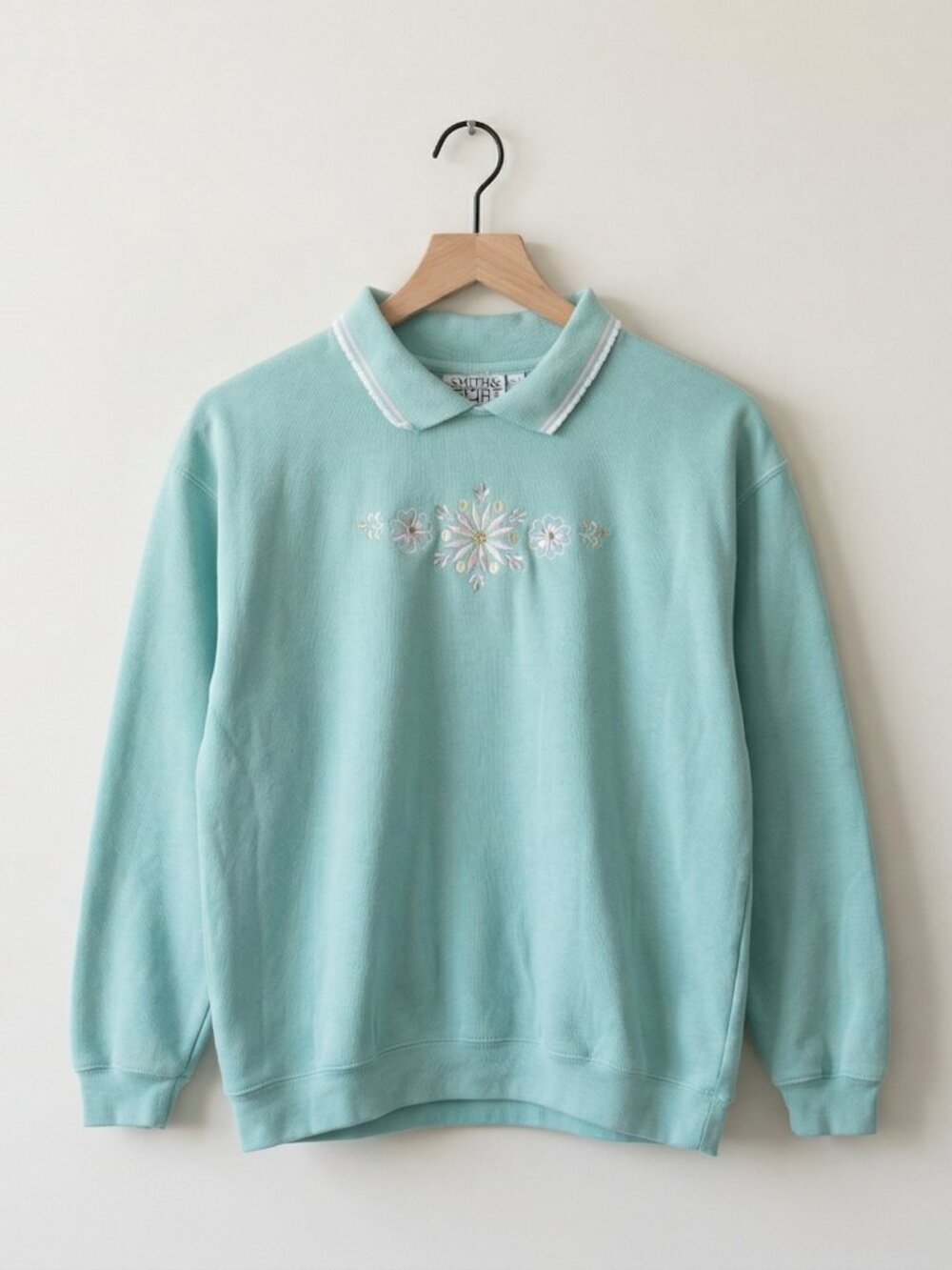 JACLYN SMITH SPORT Vintage Embroidered Floral Sweatshirt XL Cottagecore 90's